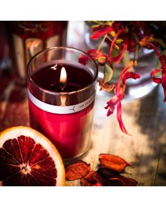 italian blood orange petal topped candle